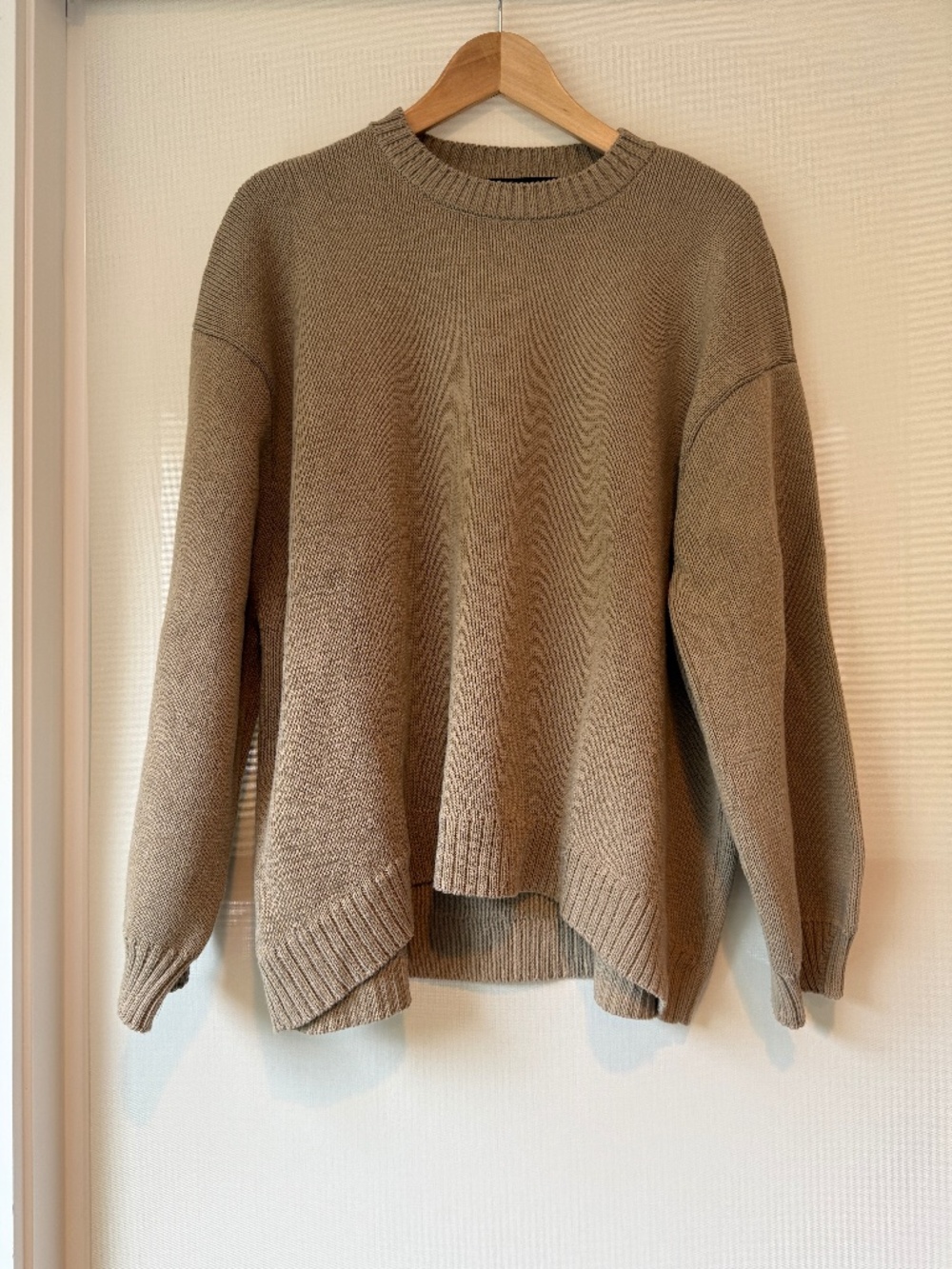 Zara Beige Oversized Chunky Knit Sweater Size M Drop Shoulder Slouchy Pullover